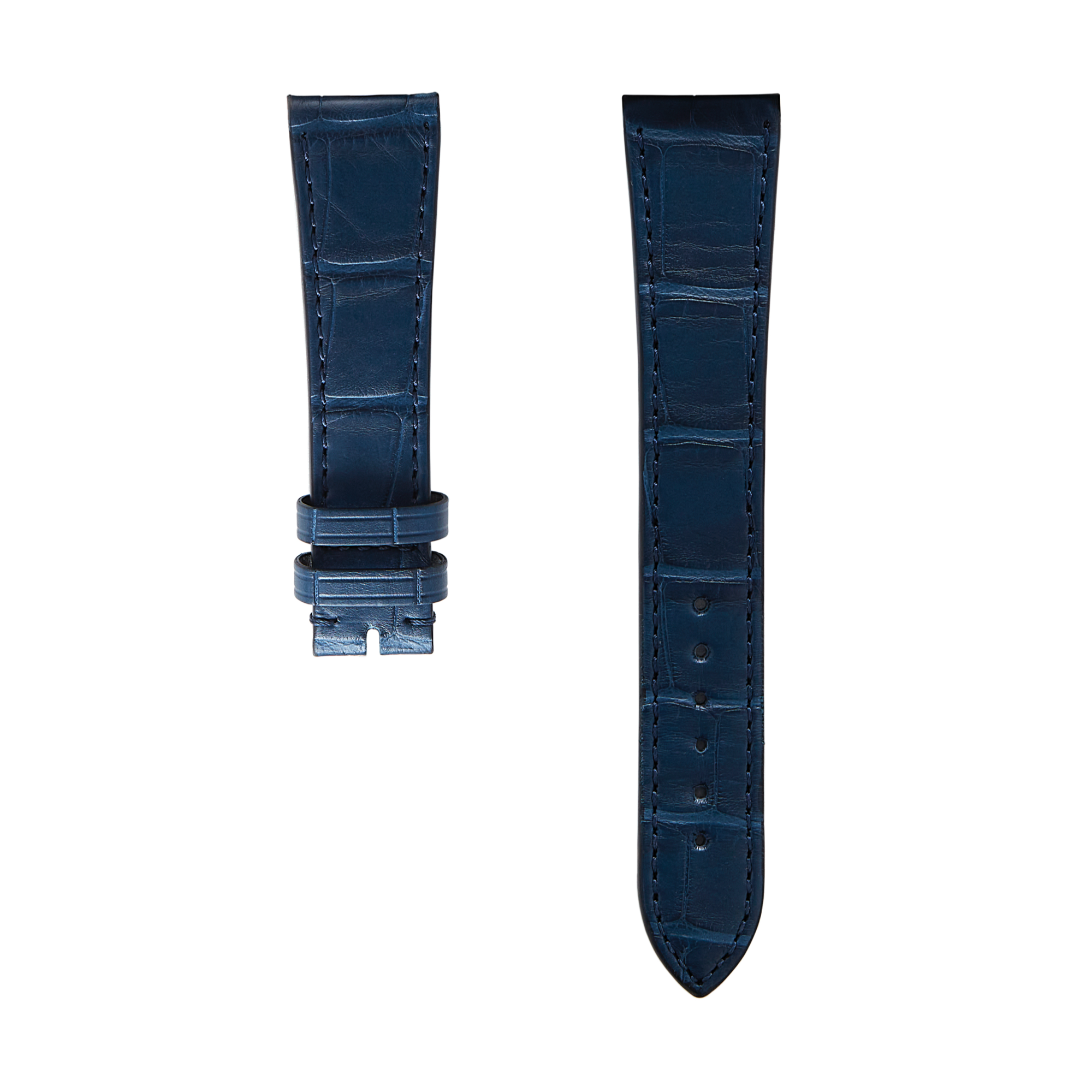 JEAN ROUSSEAU ネイビー レザーベルト Jean Rousseau Watch Straps, Alligator in Bleu Marin – Massena LAB