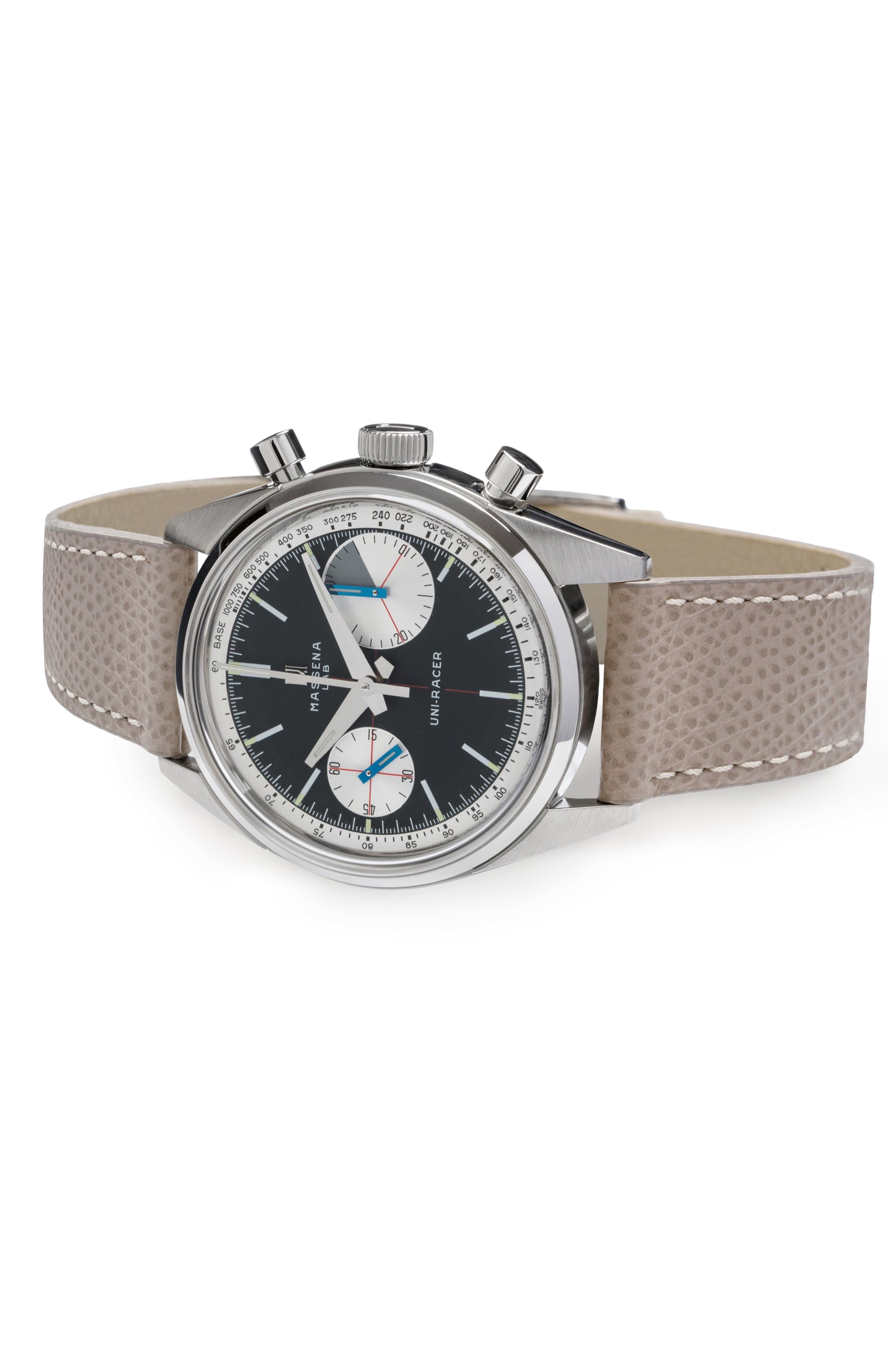 Three years in the making, the Massena LAB Uni-Racer wristwatch is a testament to the art of defying the rules and creating a timepiece informed by the past, but with a “Big Eye”on the present.