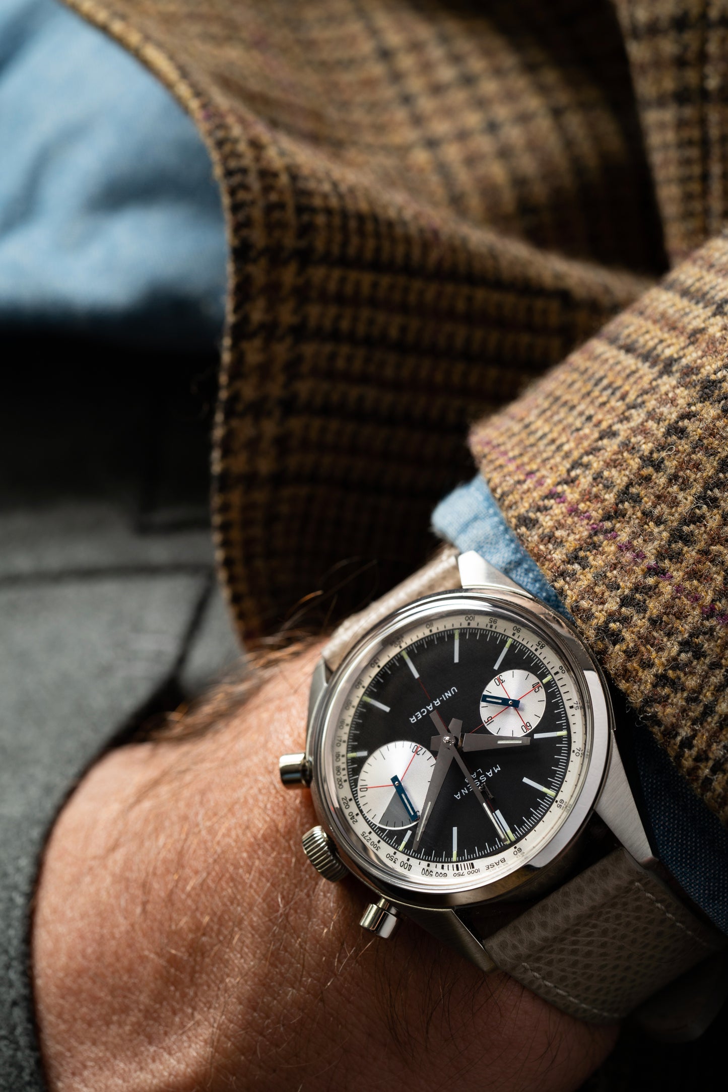 Three years in the making, the Massena LAB Uni-Racer wristwatch is a testament to the art of defying the rules and creating a timepiece informed by the past, but with a “Big Eye”on the present.
