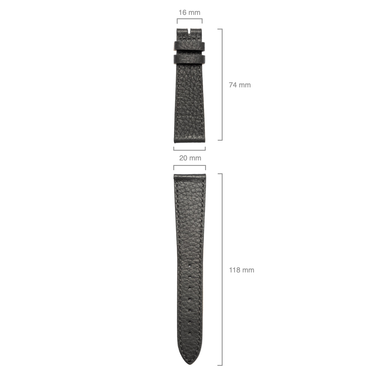 Watch Straps, Deerskin Leather in Charcoal