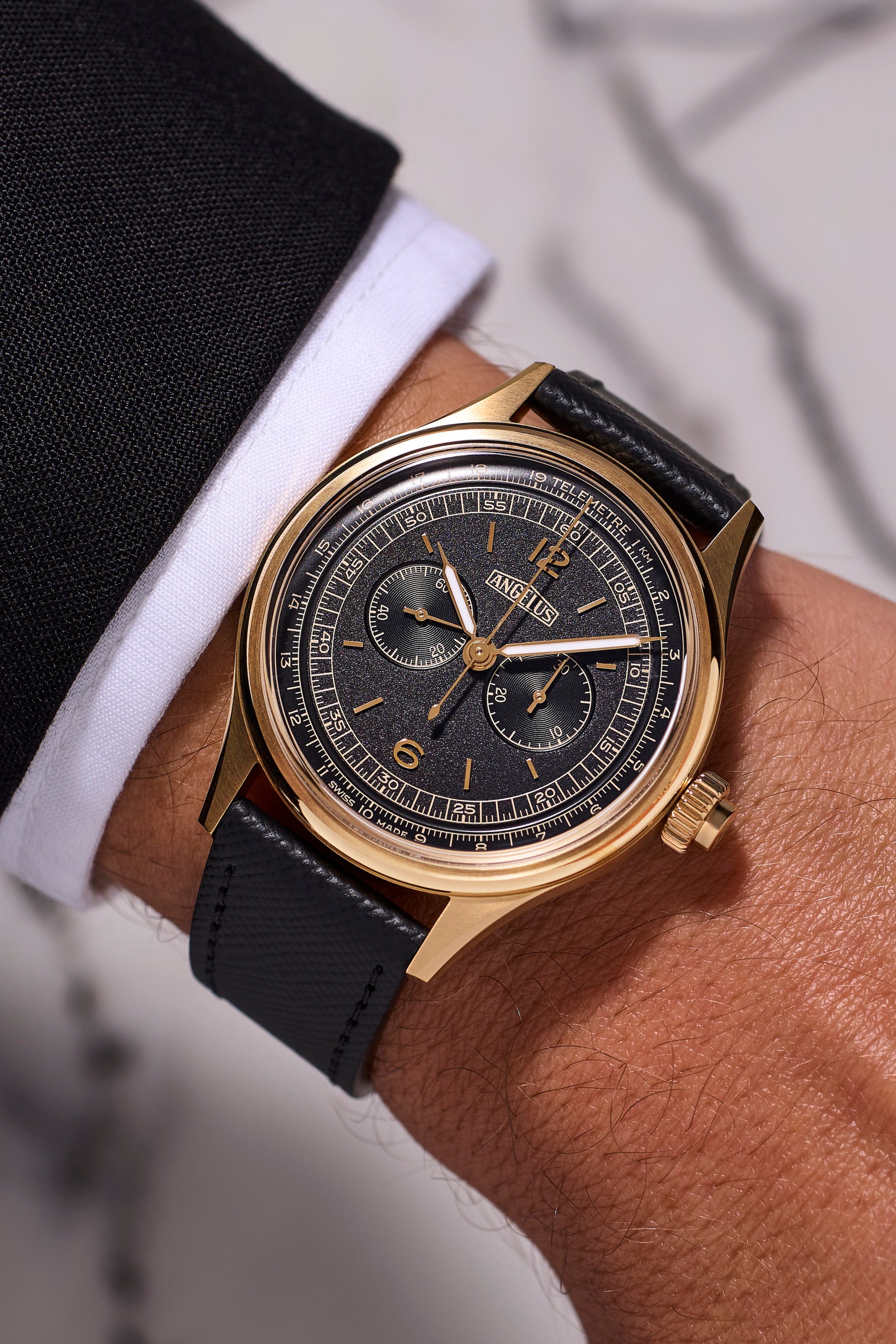ANGELUS 置時計 ELECTRONIC スイス製 Angelus Chronographe Télémètre Massena LAB