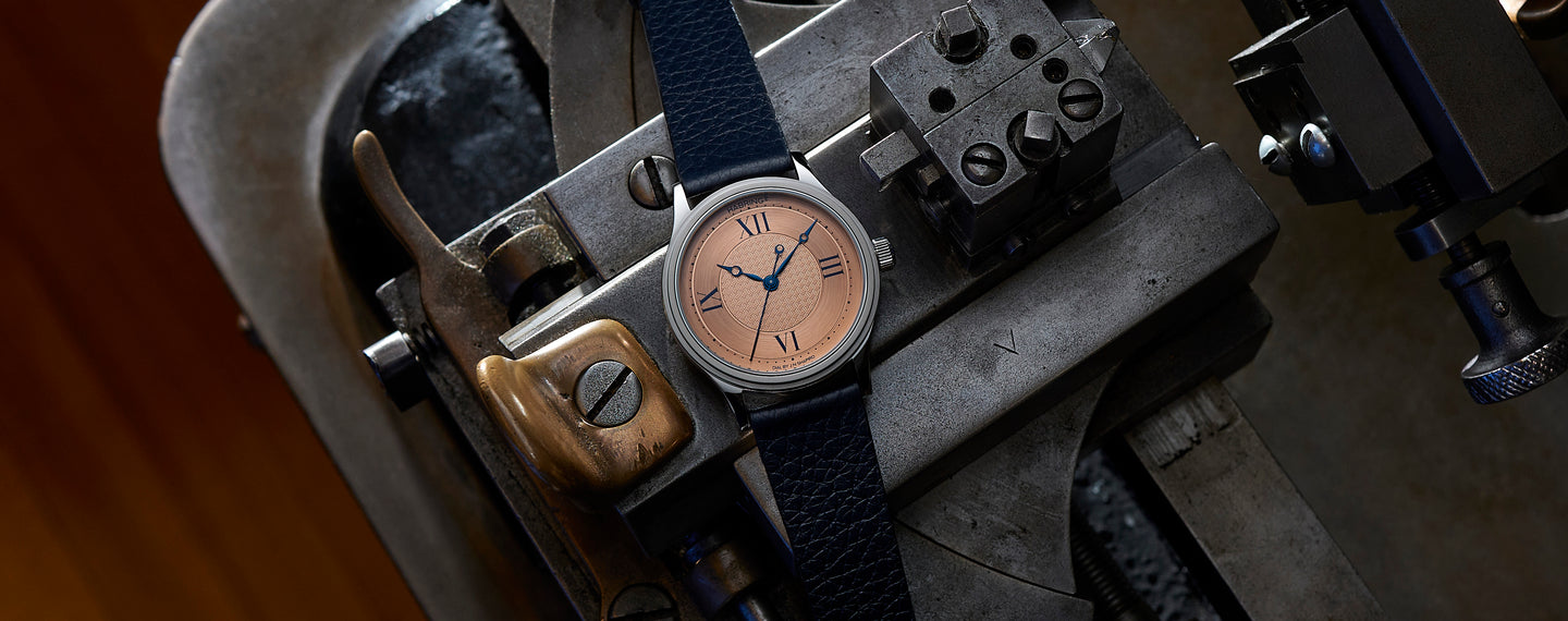 Introducing the Massena LAB x Habring² ERWIN LAB03, featuring a bronze, engine-turned dial by J.N. Shapiro and, for the first time ever, official Chronometer Certification from the Horological Society of New York.