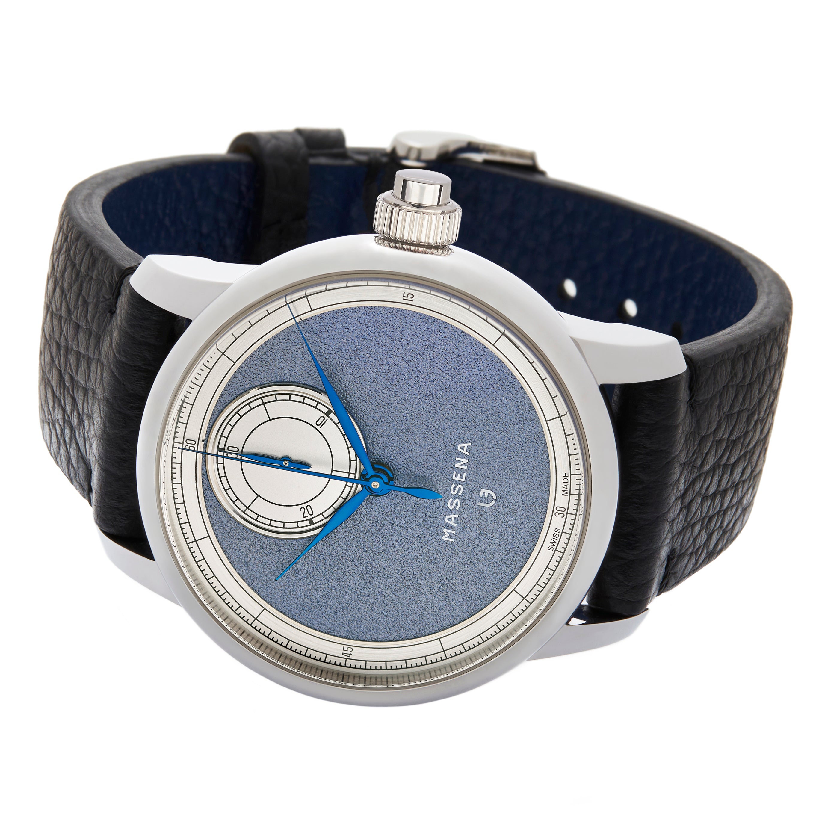 Le Chronographe Monopoussoir Louis Erard x Massena LAB - Bleu de Nîmes