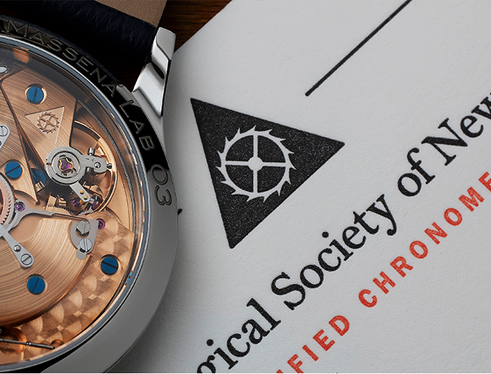 The Massena LAB x Habring² ERWIN LAB03 features a bronze, engine-turned dial by J.N. Shapiro and, for the first time ever, official Chronometer Certification from the Horological Society of New York.