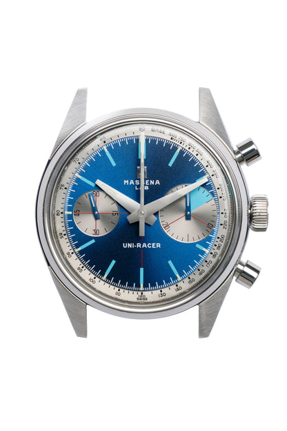 Three years in the making, the Massena LAB Uni-Racer wristwatch is a testament to the art of defying the rules and creating a timepiece informed by the past, but with a “Big Eye”on the present. 
