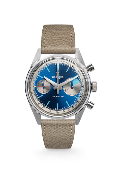 Three years in the making, the Massena LAB Uni-Racer wristwatch is a testament to the art of defying the rules and creating a timepiece informed by the past, but with a “Big Eye”on the present.